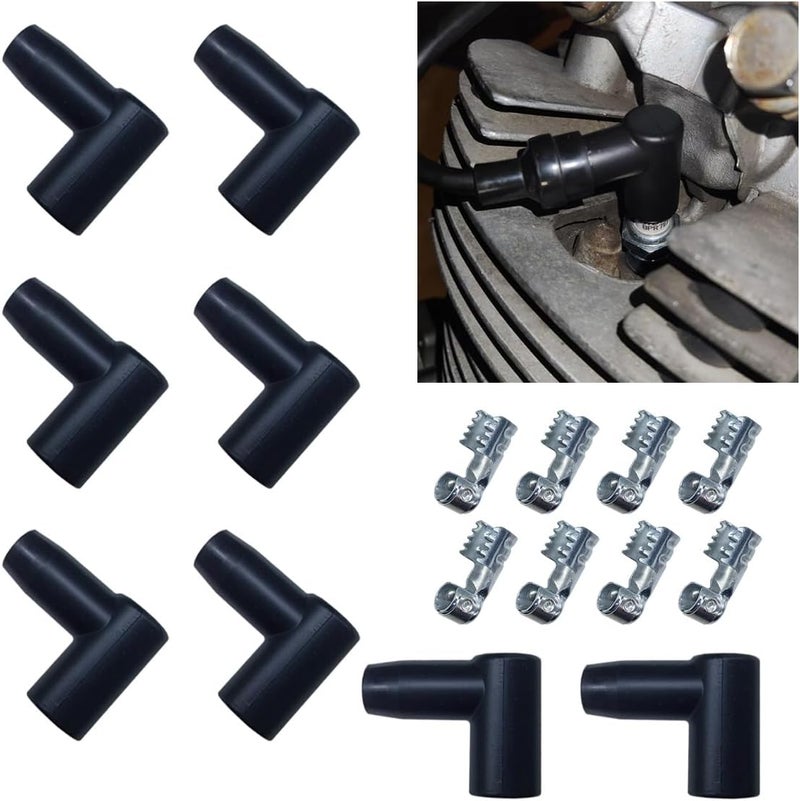 BDZMC 8 PCS Car Spark Plug Boot Terminal Kit, 90 Degree HEI Distributor and Coil Boots Spark Plug Ignition Wires, Heat-resistant Silicone Replacement Accessories Fits 6mm 7mm 8mm 9mm 10mm - Image 1
